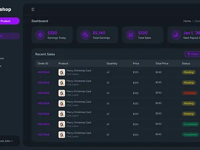 Streamer Shop Dark Dashboard - Bold & Immersive UI darkdashboard dashboard dashboard design dashboard ui dashboard ux ecommercedashboard gamingui streamerdashboard ui user dashboard user panel webdesign