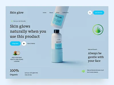 🌿 Skin Glow – Skincare Landing Page beauty beauty product cosmetic e commerce ecommerce face glowing healthy landing page makeup product shop shopify skin skincare store ui ui design web design website