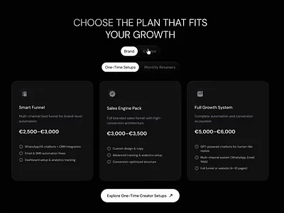 Guided Pricing Experience branding business creative design layout pricing ui uiux web design