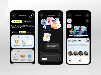 AI Kids Learning App UI baby care app bento childcare app children edtech friendly ui kids app kidseducation landing page learningapp my progress app parenting app profress tracking app ui