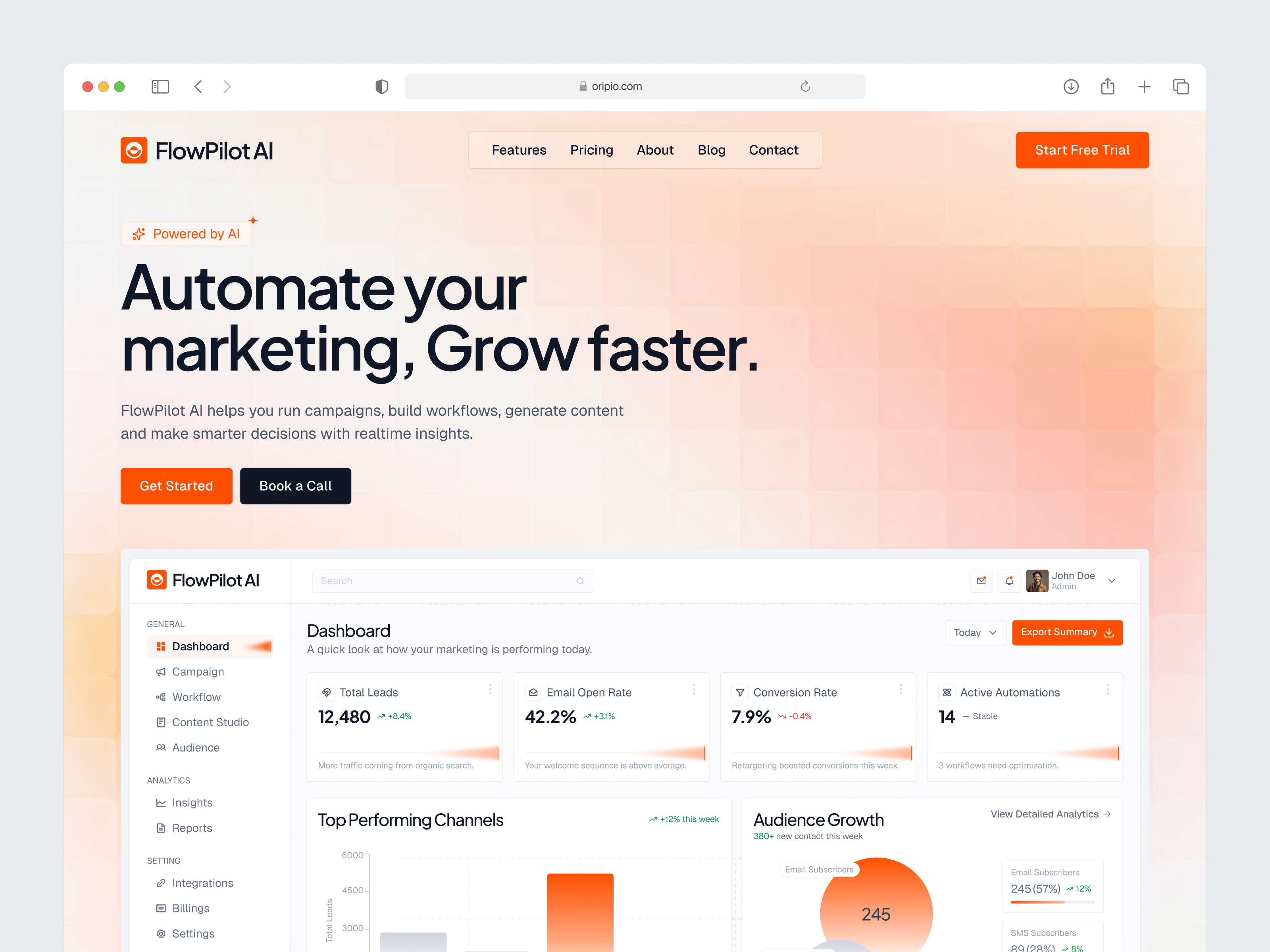 Example of Saas Landing Page Design