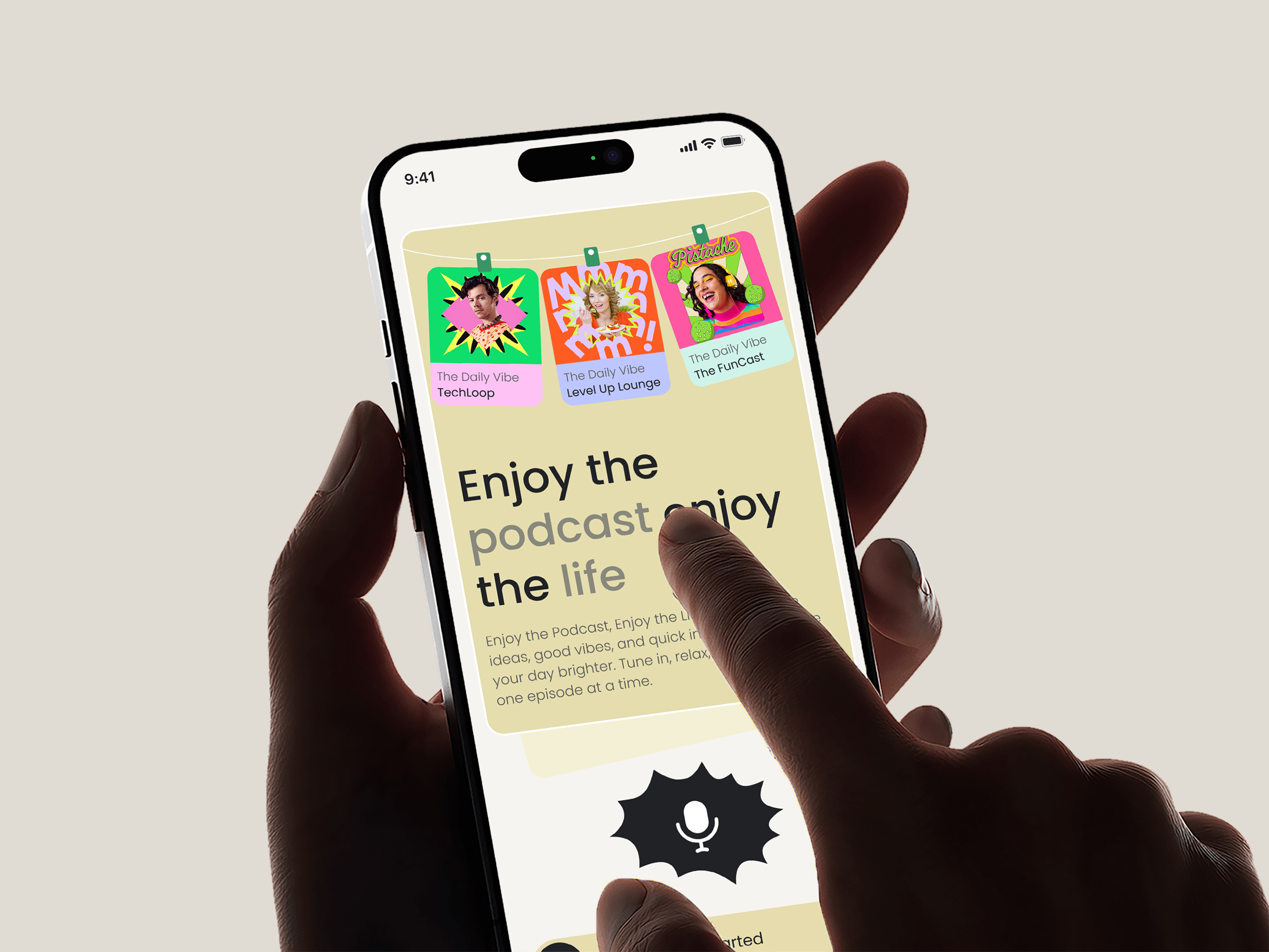 Exploration - Music and Podcast App apple music audio streaming comedy discover shows episode player mic mobile app mobile app design modern app ui music app music player podcast app streaming voice content