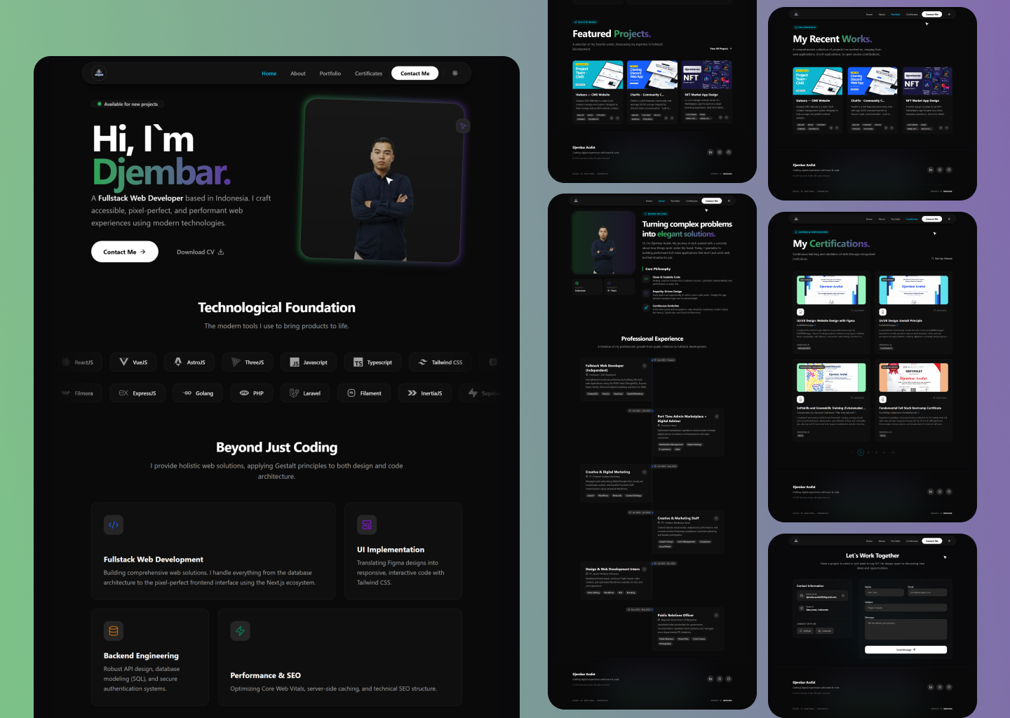 Portfolio Website (Multi-Page Navigation) cv graphic design nextjs portfolio portfolio website ui ux web web design web development website website cv