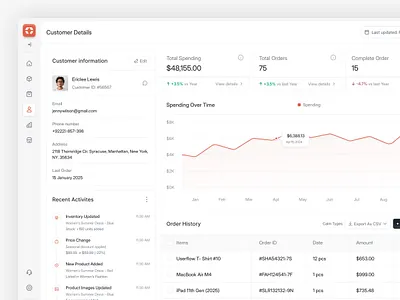 Alignify - Customer Management Dashboard UI analytics business intelligence crm dashboard customer insights customer management customer profile dashboard data visualization e commerce order history product design saas ui ui design