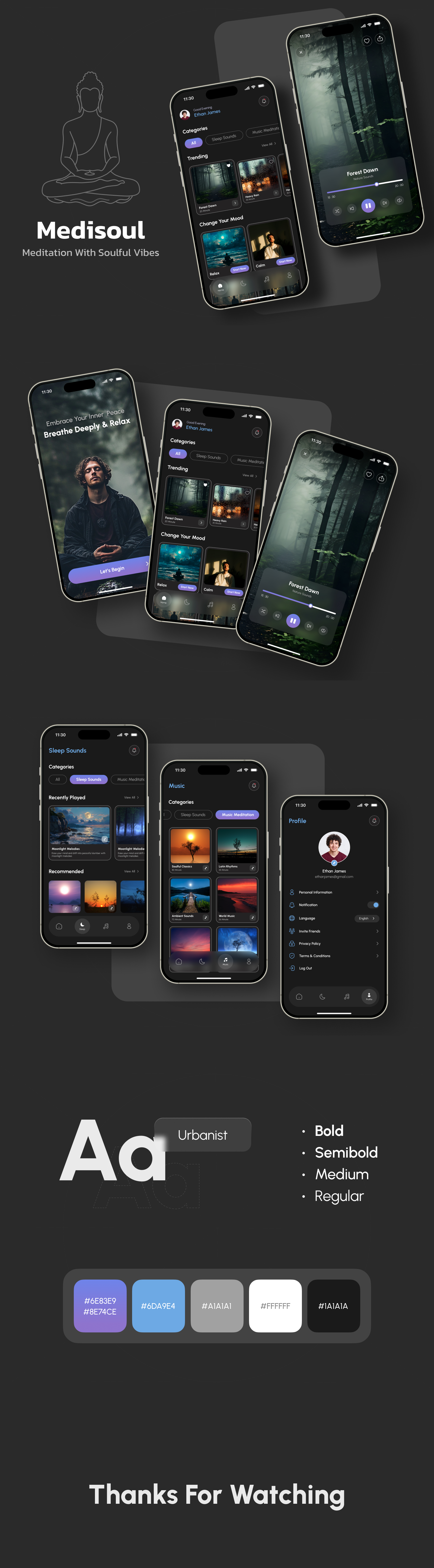 Meditation Mobile App UI UX app appdesigner branding design graphic design illustration logo meditation player trending ui uiux yoga