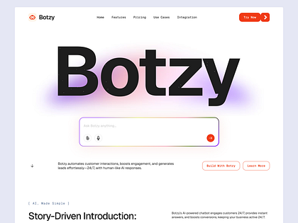 Botzy — AI Chatbot Landing Page Design