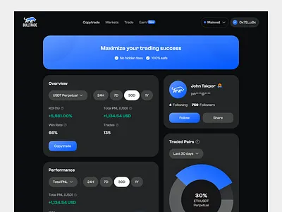 Bulltrade - Crypto Copy Trading Website bitcoin blockchain chart copytrading crypto crypto art crypto exchange crypto wallet cryptocurrency currency dark dashboard ethereum finance gradient landing page nft trading ui wallet