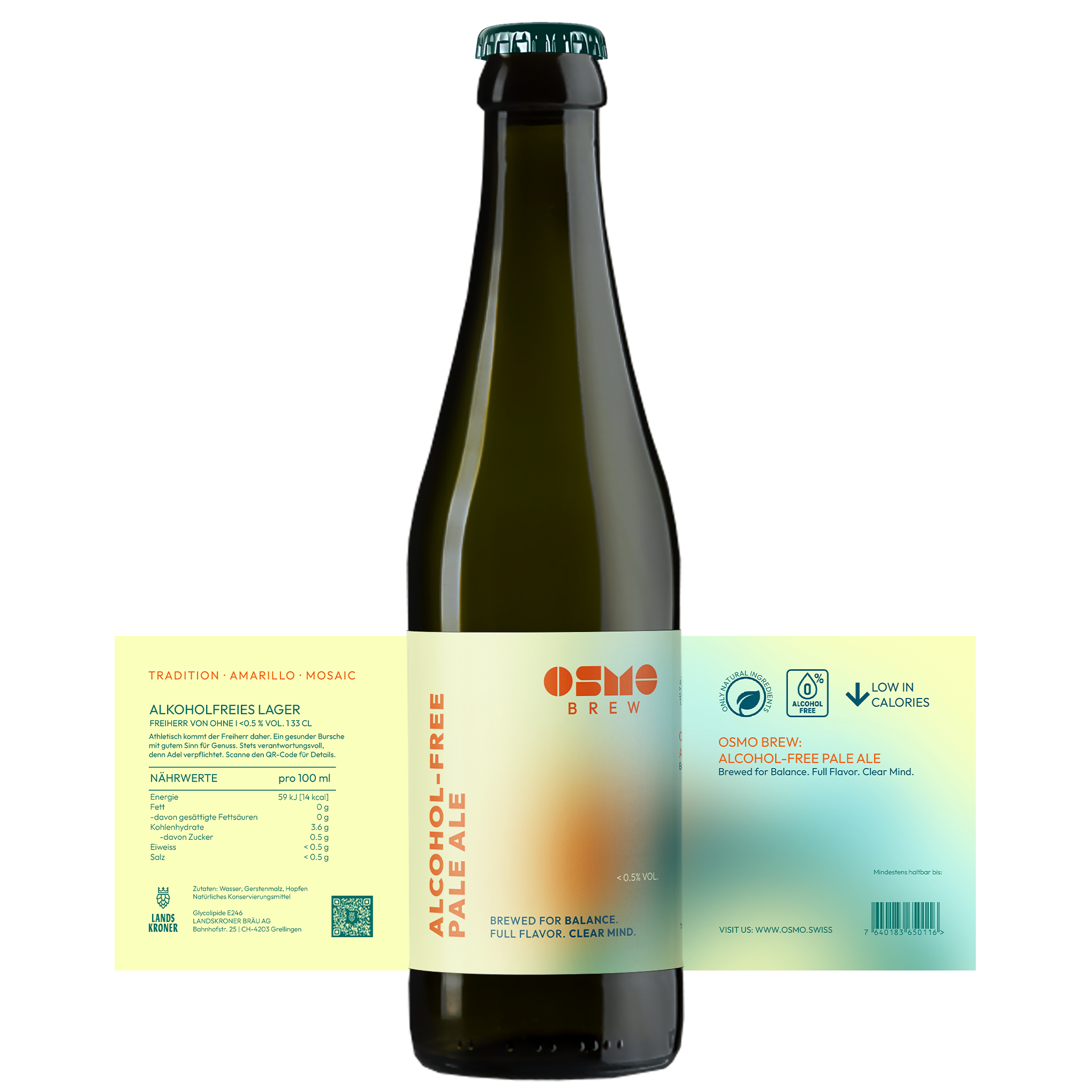 modern label for a new generation alcohol-free pale ale label design packaging design