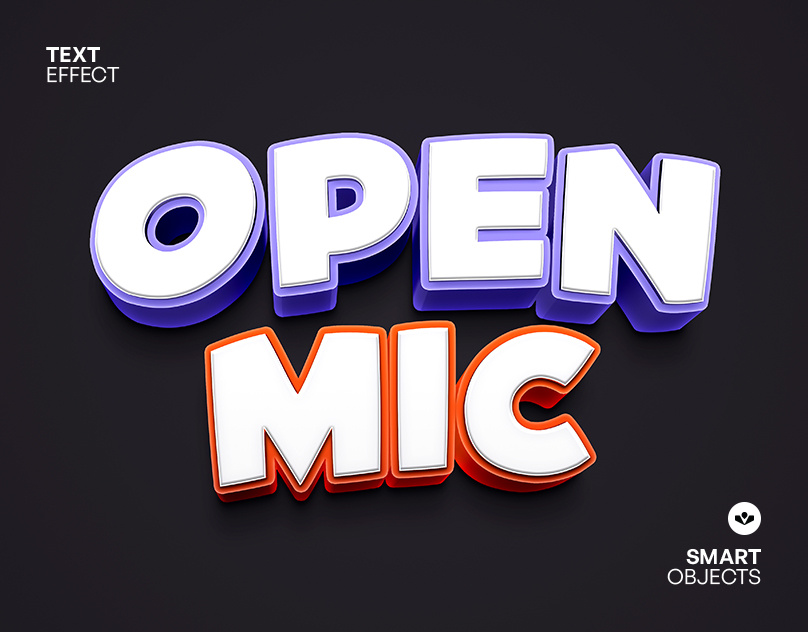 Open Mic Text Effect design graphic design illustration solasome template typography