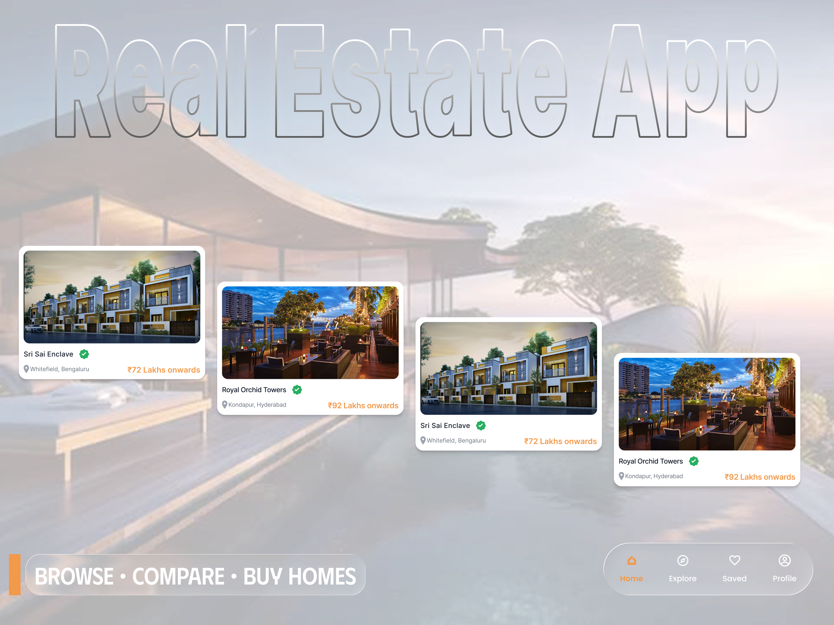 Real-Estate Mobile App UI – Property & Amenities 3d animation app appdesign branding carddesign graphic design logo real estate real estateappui thumbnail thumbnaildesign ui uidesign uiux ux uxdesign