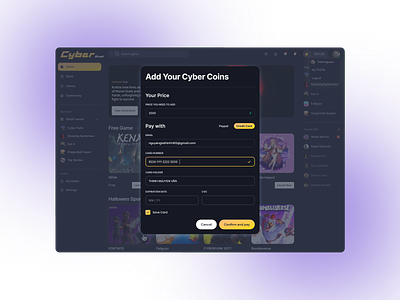 Cyber Studio - Popup Add Cyber Coin dailyui design designtrends dribbblers game gamestore idea popup store system trends ui web webdesign