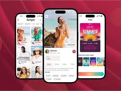 Swingist – Social Media App | UI/UX Design app desing figma mobile app uiux social media social media app design uiux design user experience