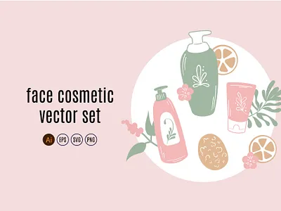 Face cosmetic vector set adobe illustrator flat style graphic design object illustration png svg vector vector graphic