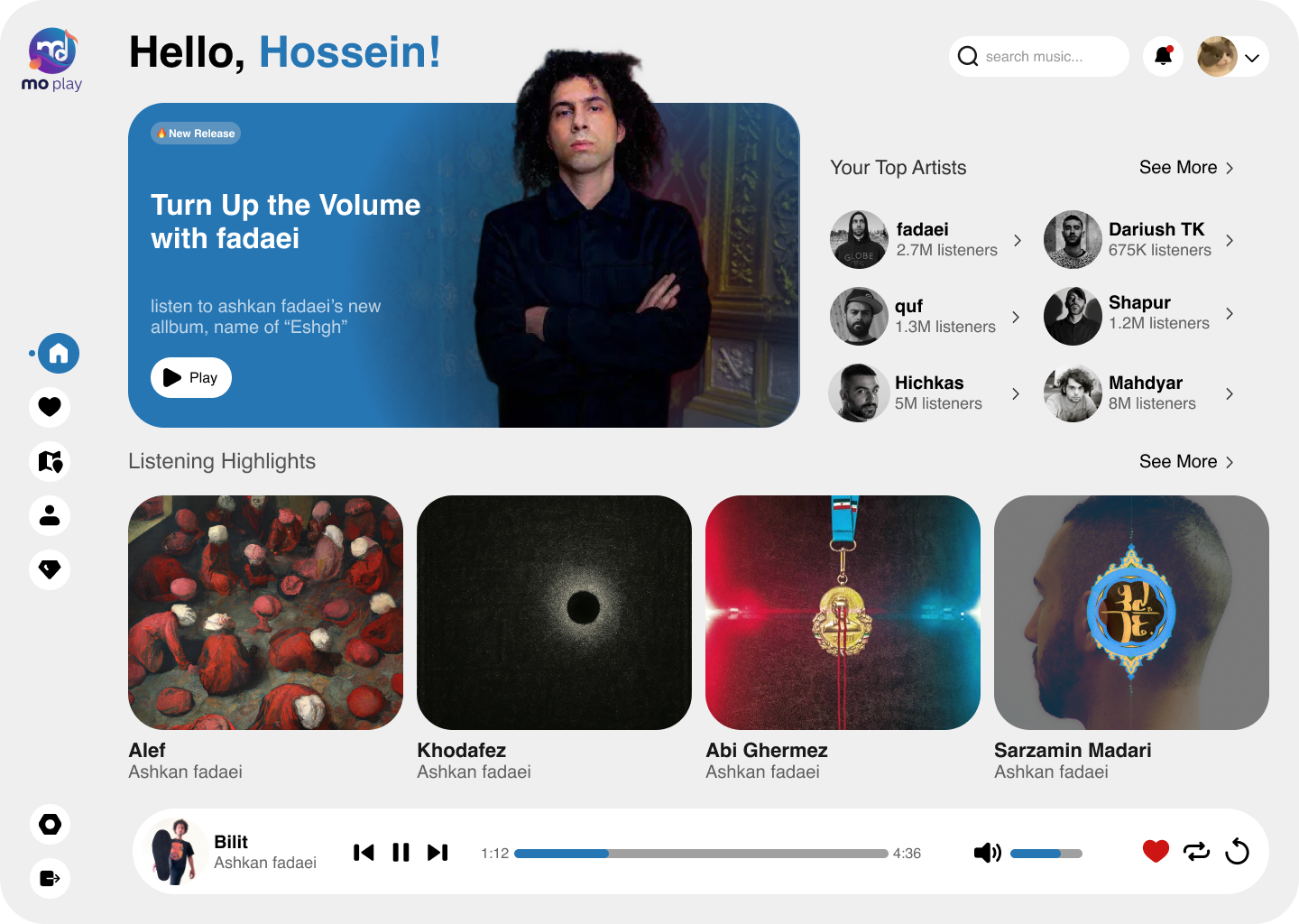 Music Player Web App graphic design ui