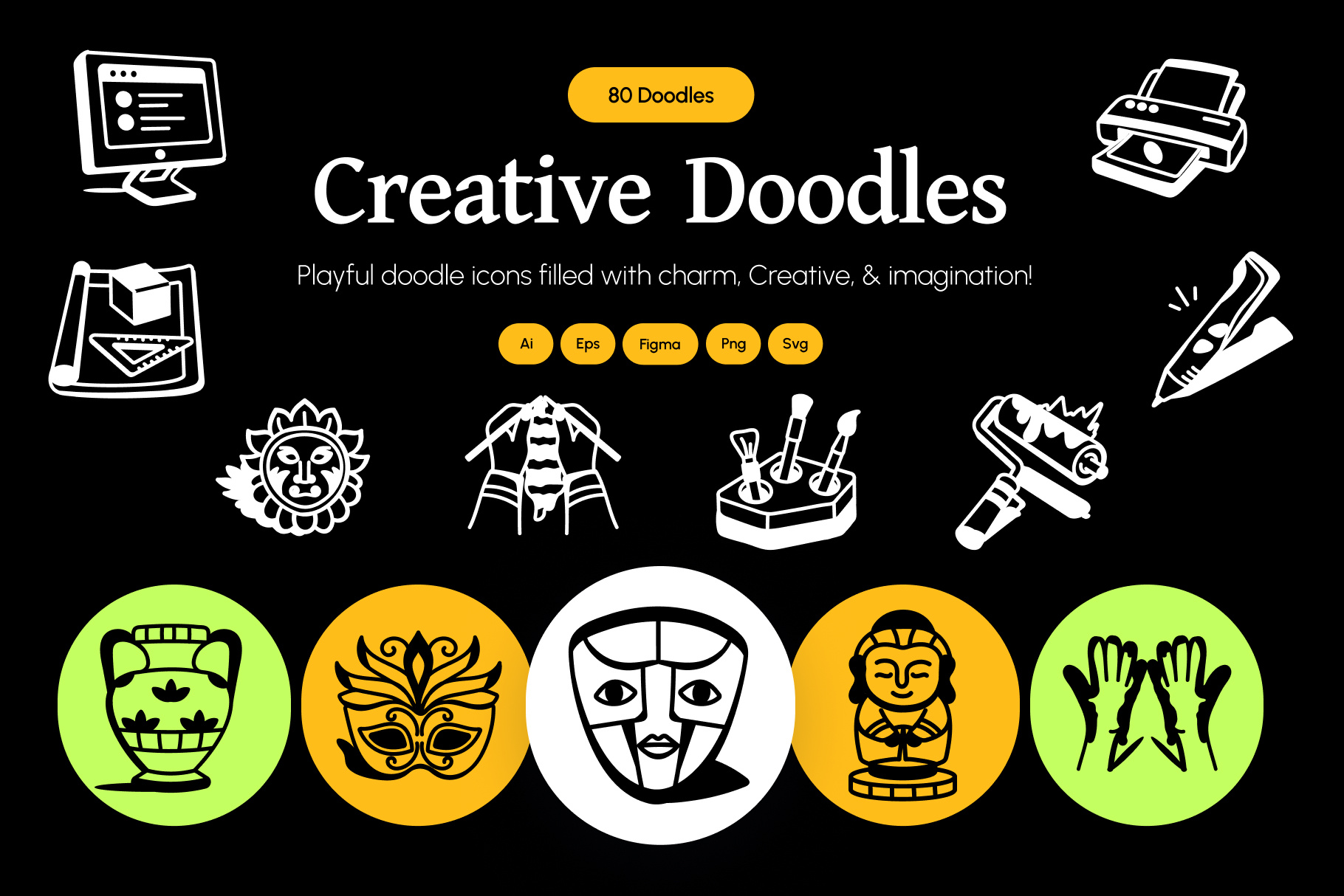 Creative Doodles Set art artwork branding creative creativedoodles design doodle doodleicons doodles elements handdrawn handdrawnicons icon icons paper sketchicons strokes textures ui vector