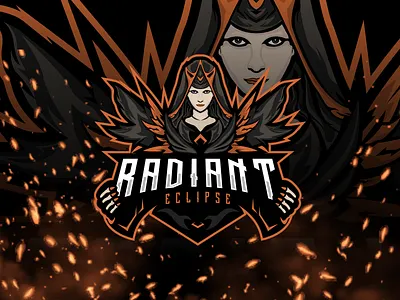 Winged Empress Logo – Dark Esports Mascot Emblem angel wings logo bold emblem competitive gaming dark emblem esports mascot logo esports team logo fantasy esports fantasy mascot female mascot fire accent logo gaming clan logo gaming logo gothic logo modern mascot logo mystical emblem phoenix wings powerful female logo stream branding warrior queen winged empress