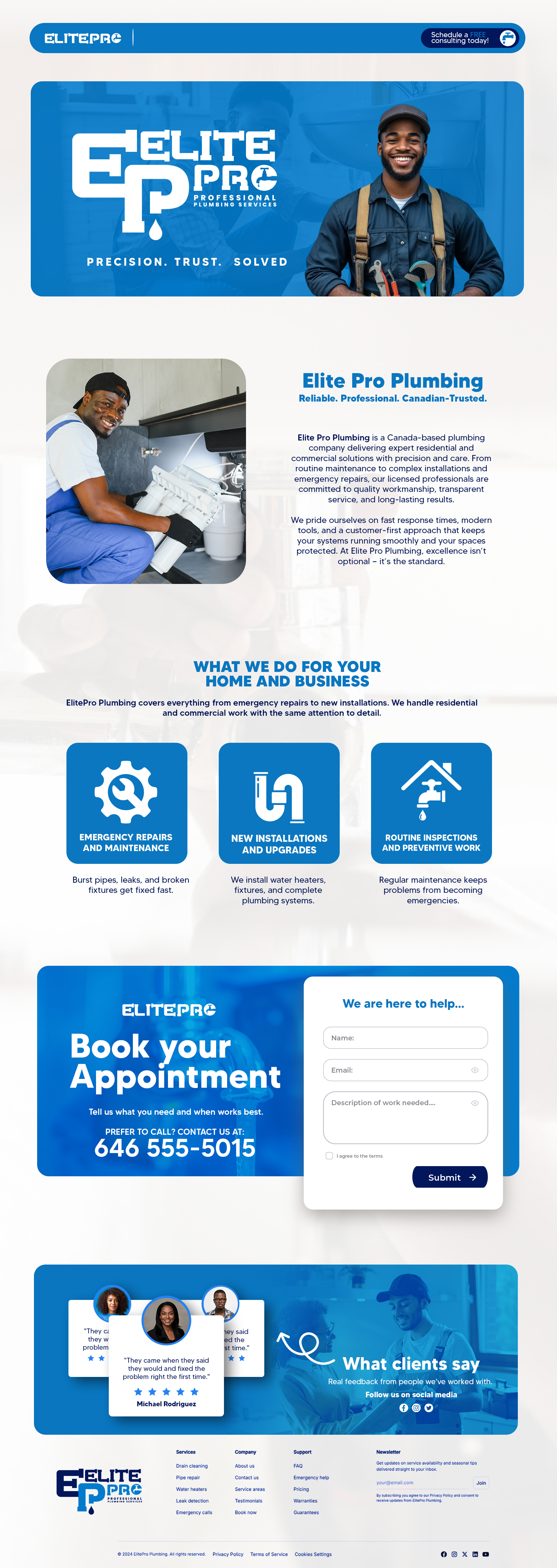 Website design for ElitePro Plumbing