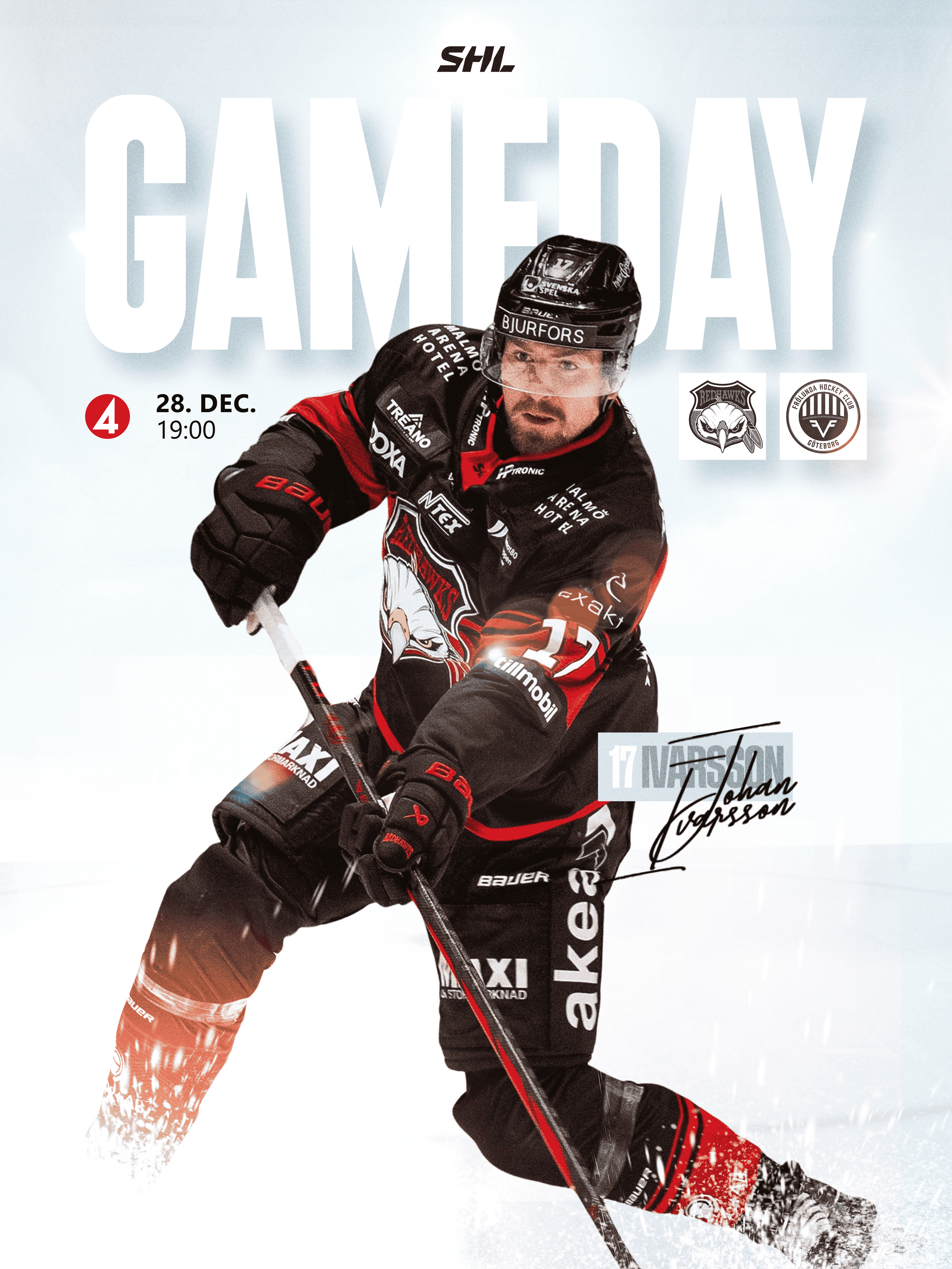 Ice Hockey Gameday Poster Concept autograph branding concept gameday graphic design hockey ice hockey malmø malmø redhawks modern design player sport sweden