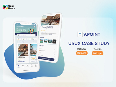 V.POINT - Travel Accommodation Booking App UI/UX Design app booking app branding design graphic design illustration logo showcase typography ui uiux design ux vector