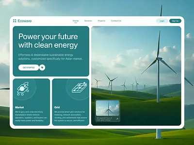 EcoWave - Sustainable Energy clean dashboard design green energy minimal renewable energy sustainable energy web design ui ui design uiux