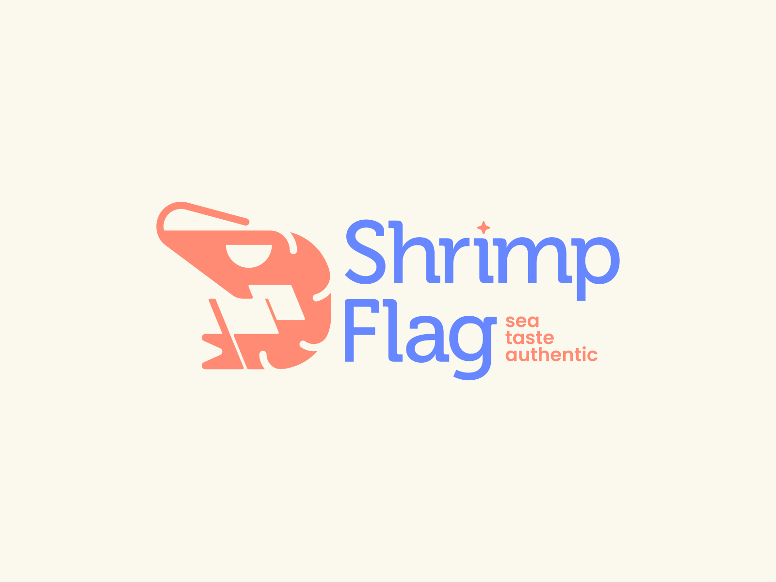 Shrimp Flag Logo and Visual Design Garagephic Studio animal authentic brand branding design flag food graphic design inspiration logo modern restaurant sea shrimp taste trend vector