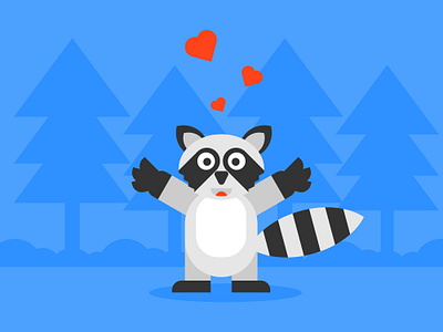 Raccoon in love character design digital art flat design graphic design illustration 2d vector art vector illustration