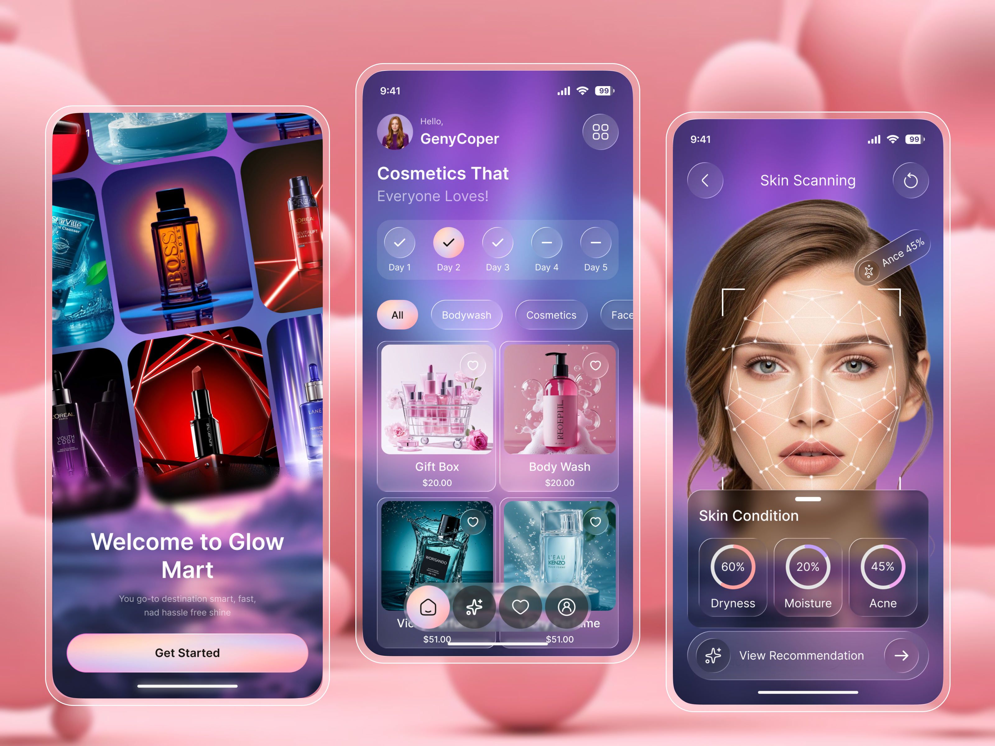 AI Skin Care App Design ai app ai beauty assistant ai skincare app interface artificial intelligence beauty app beauty products beauty tech cosmetology app cosmetology product app digital beauty figma health tech medtech mobile app personal treatment product design shopping app skin care app skin care ui