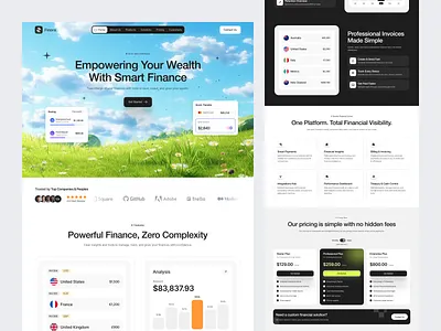 Finora - Finance SaaS Website design figma uiux finance saas fintech website landing page design minimal design oripio responsive design saas landing page sajibur design startup website ui web design website design