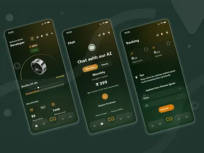 Smart Wearable Health Tracking App ai ring app app design figma mobile app smart wearable app ui ux