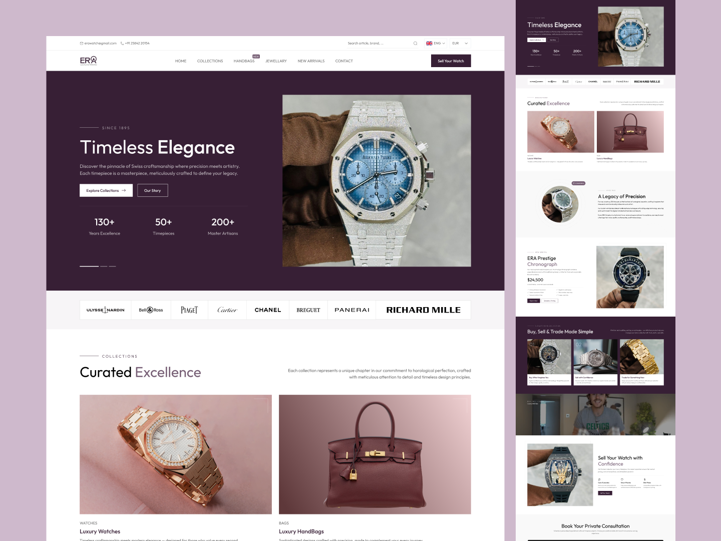 Luxury Watch Landing Page UI branding clean ui ecommerce ecommerce website figma landing page minimal design modern ui premium product landing page saas website ui ui design ux design visual design watch website web design website design