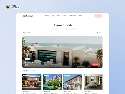 Homerun Real Estate - Website UI Design apartment app booking capi creative design estate real homerun hotel house landingpage mobile renting traveling ui ui design ui kit web design website