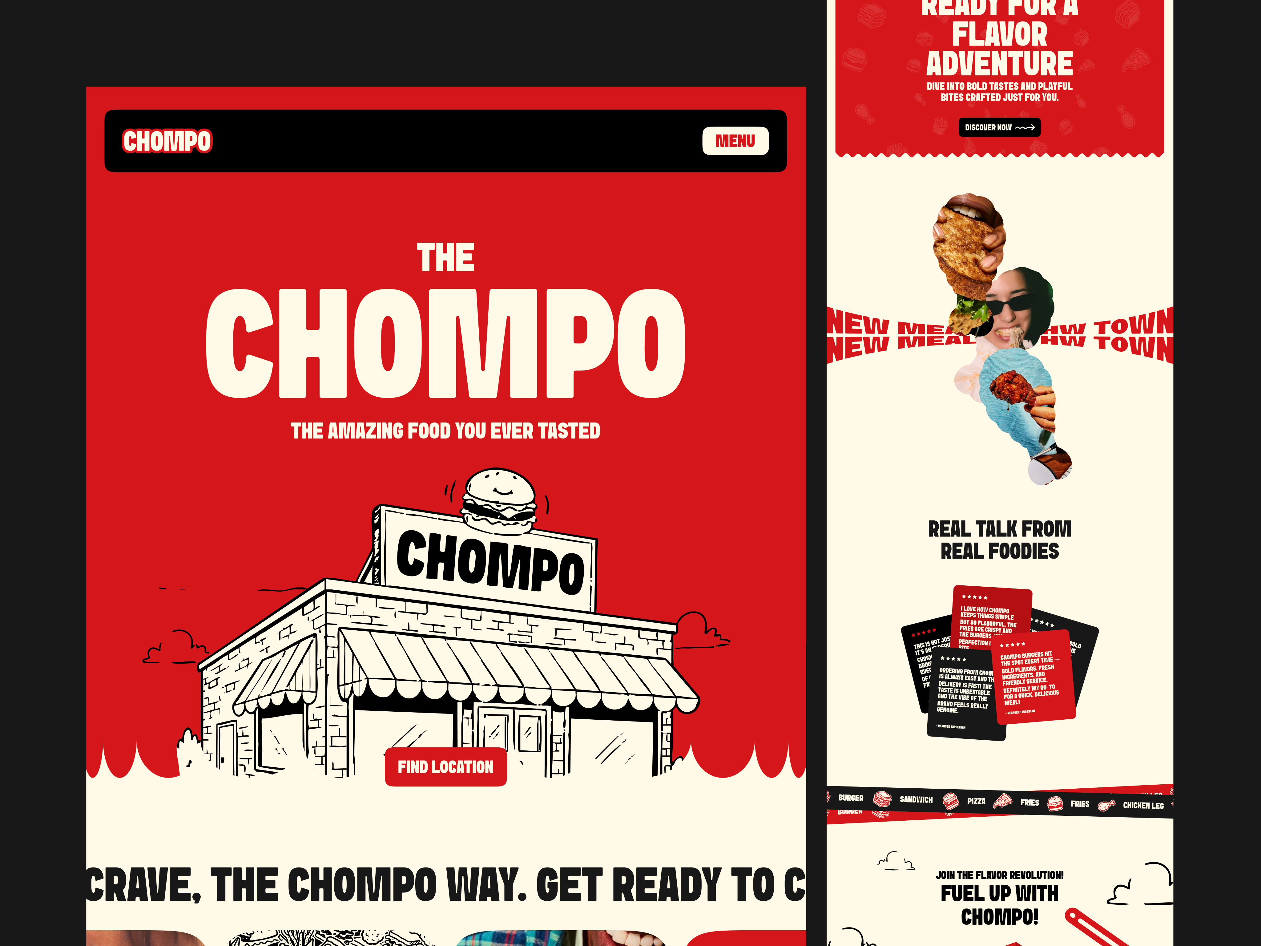 Restaurant and Food Delivery Website Desig for Fast Food Brand burger design fast food fast food website fastfood food food delivery foodie hero section landing page landing page design restaurant restaurant design restaurant landing page restaurant website ui design ui ux design uiux web design wesite design