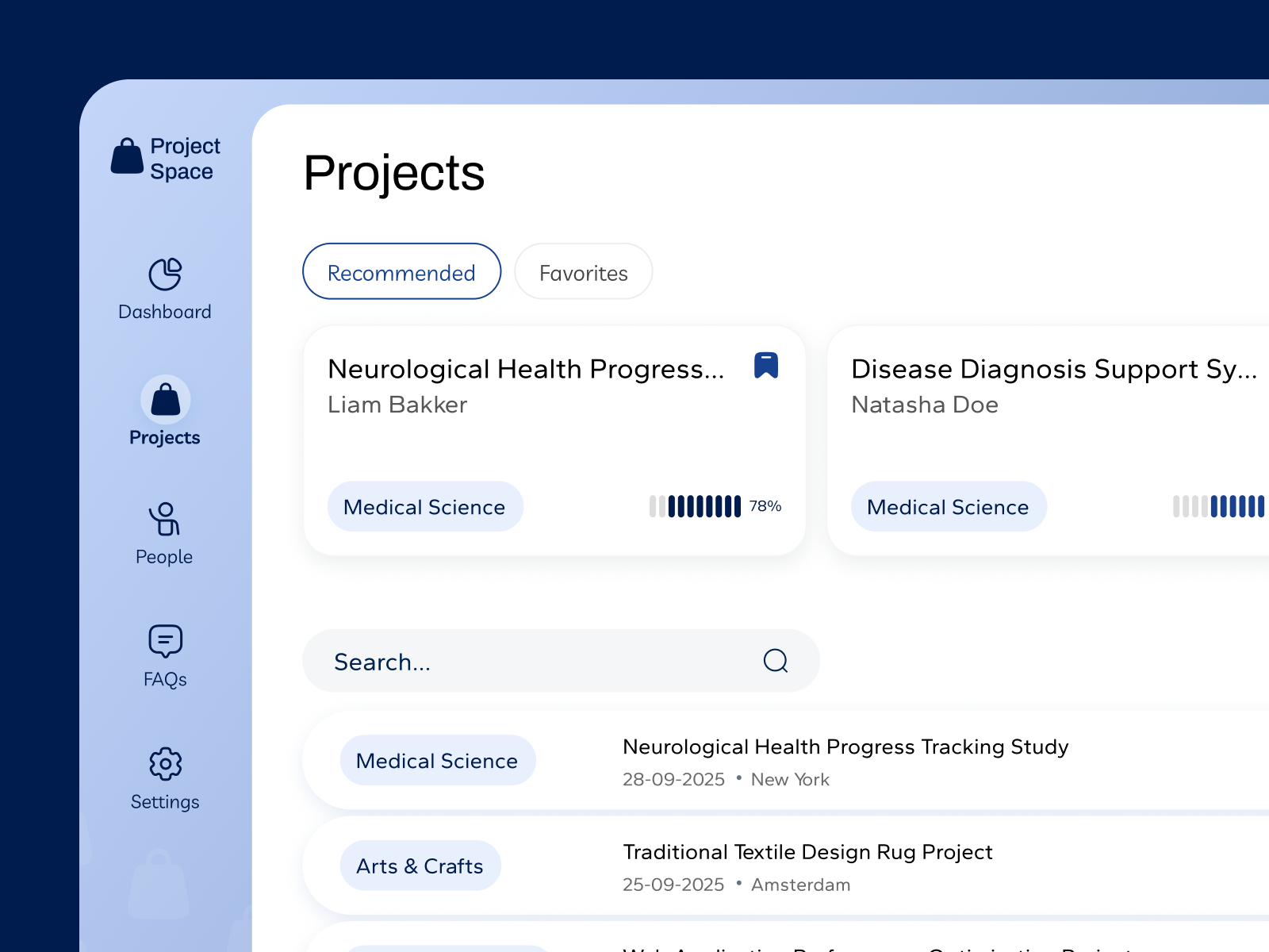 Project Space - User Interface buttons cards chips screen design ui uiux ux