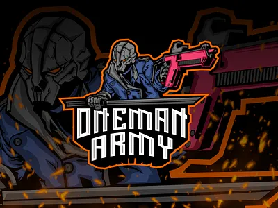 One Man Army – Tactical Shooter Esports Mascot Logo action logo aggressive mascot battle logo competitive gaming cyber tactical dark gaming logo esports mascot logo esports team logo fps gaming logo gaming clan logo gun mascot masked soldier military logo modern emblem one man army shooter logo streamer logo tactical logo vector mascot war emblem