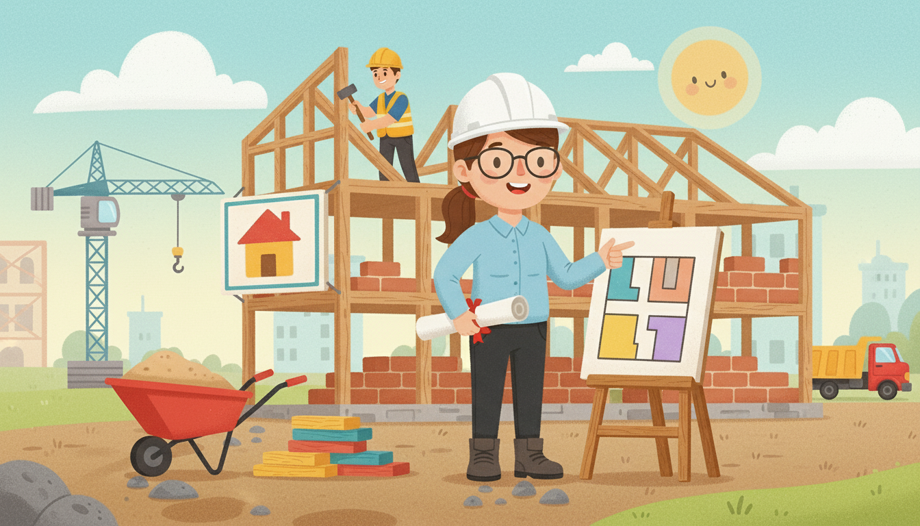 Cute Construction & Engineering Character Illustrations architecture building construction corporate cute education engineering illustration kids vector illustration