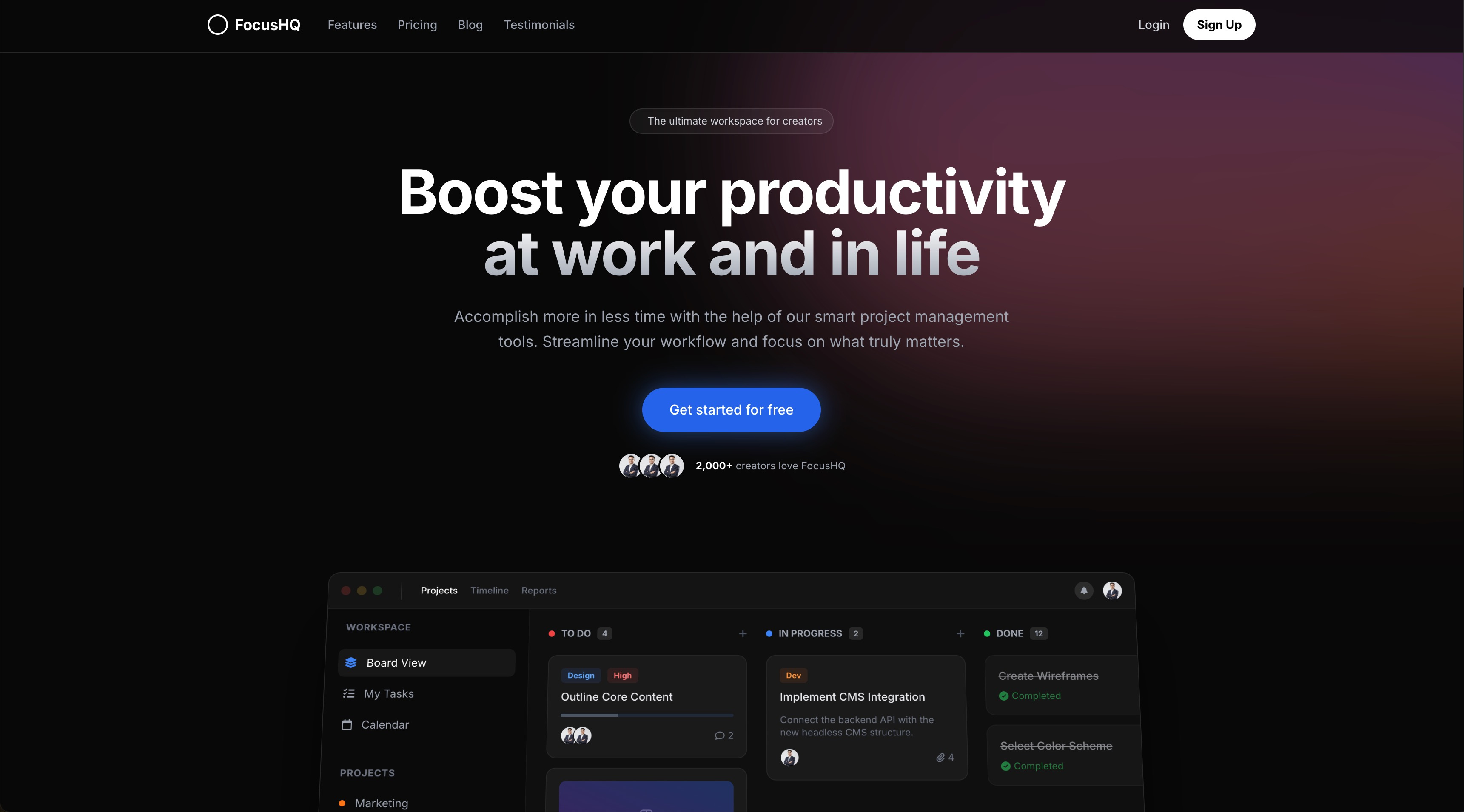 Project Management Product Landing Page design landing page ui website