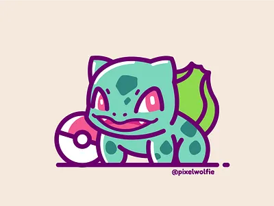 Bulbasaur🍃 bulbasaur character character design gameboy games illustration line art minimal minimalist pokeball pokemon vector vintage