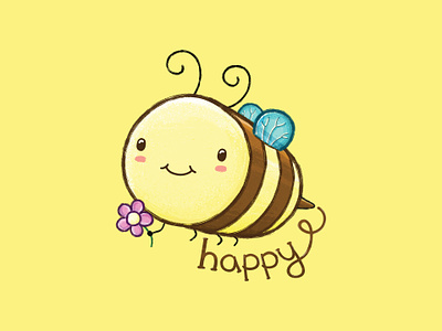 Bee Happy adobe photoshop animals art artwork cartoon characterdesign charcter cute doodle fun insect kids psd