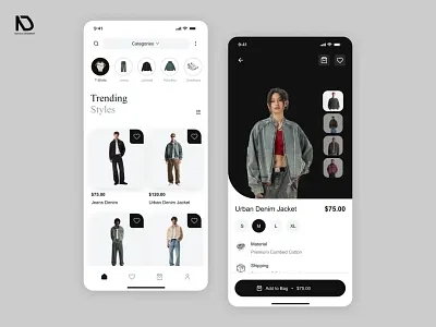 "Urban Denim" - Product Detail & Home Screen UI