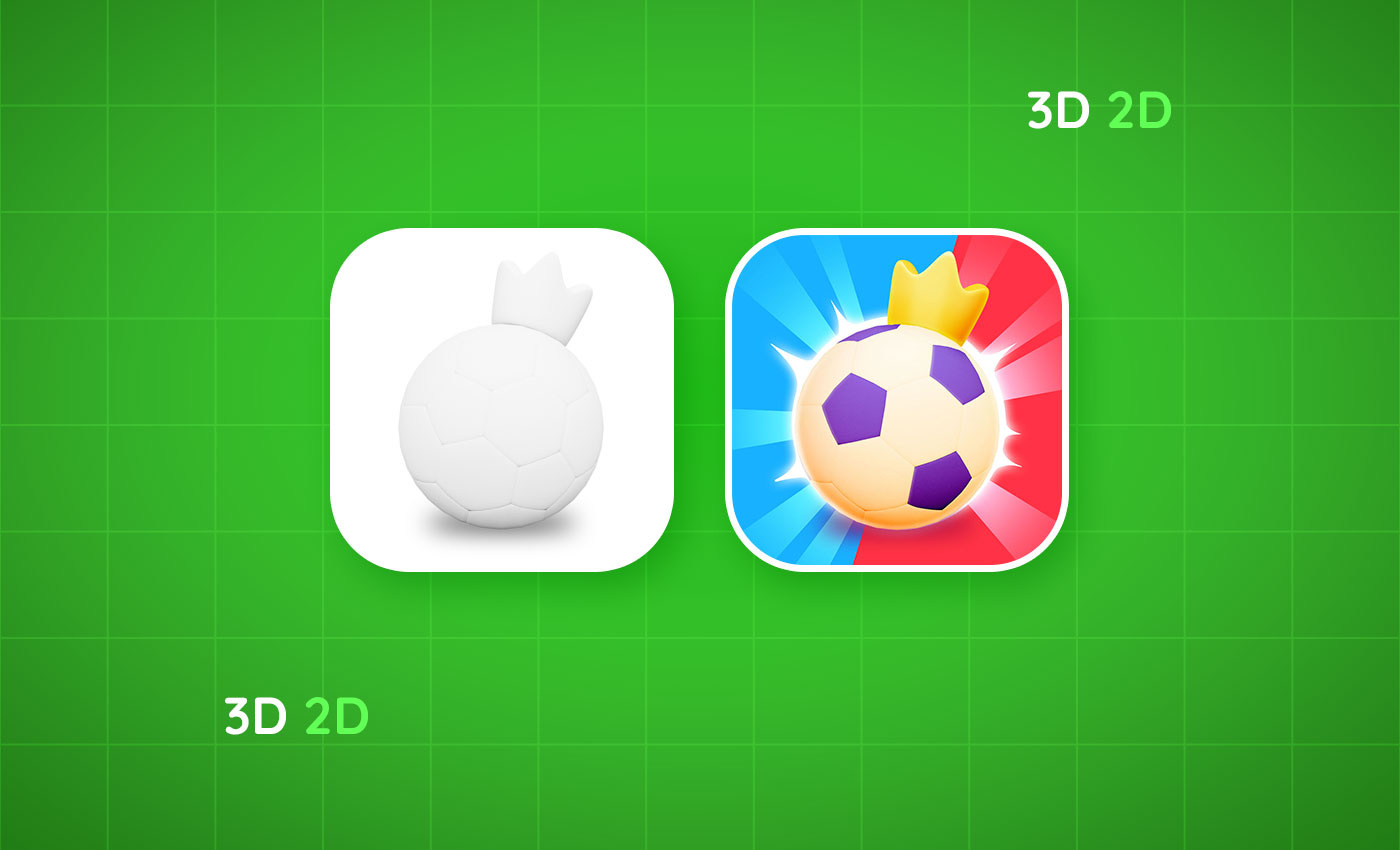 Crowned Soccer Icon | 3D to Photoshop 2d 3d app app icon ball crown design game icon illustration soccer