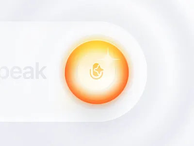 Tap to Speak -button, Glass and 3D button 2026 2d 3d apple depth design glass illustration logo morphism new orange slider trend typography ui uiux waves