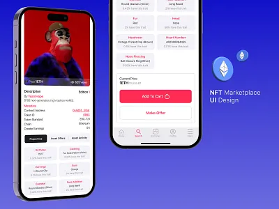 NFT Marketplace Mobile App UI Design app blockchain design ethereum ios marketplace mobile app nft opensea ui uiux