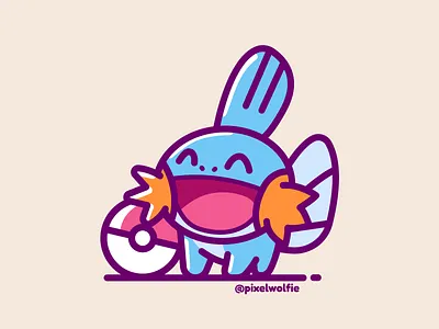 Mudkip💧 character character design gameboy games illustration line art minimal minimalist mudkip pokeball pokemon procreate starter vector vintage