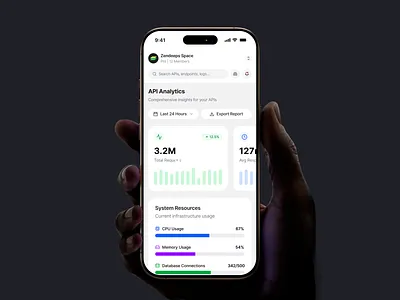 API Analytics Mobile Dashboard App analytics dashboard api analytics api dashboard app design data visualization dribbble shot fintech app ios app mobile app mobile ui monitoring app product design saas app system dashboard ui design ux design