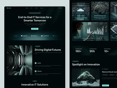 RiseOn - IT Solution Landing Page Figma business website digital agency figma figma design it solution landing page modern website responsive saas tech design technology ui design ui inspiration ui showcase ui trends uiux ux design web desig