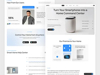 Orris – Smart Home Landing Page Figma digital product figma figma design homeautomation iot landing page modern website product design responsive smarthome tech design ui design ui inspiration ui showcase ui trends uiux ux design web design
