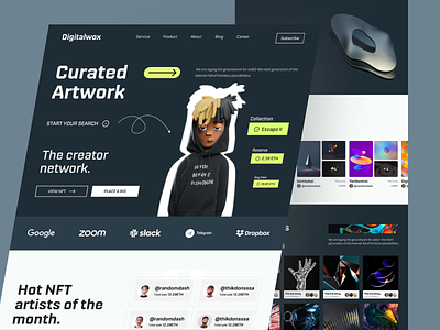 Digitalwox Web 3.0 - Landing Page Design crypto crypto wallet design landing page marketplace modern web nft nft project ui uidesign ux ux d web web design web3 website design