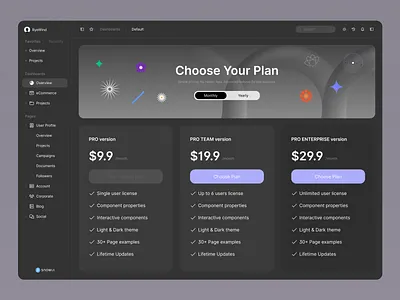 Choose Your Plan - Made with SnowUI dashboard ui kit