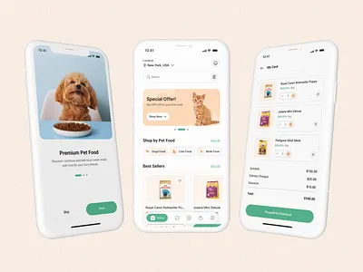 Pet Food Ecommerce App android checkout ecommerce app ios app mobile app mobile application online shopping pet care app pet clinic pet ecoomerce pet food pet food shopping pet nutrition pet product profile responsive design ui uiux ux