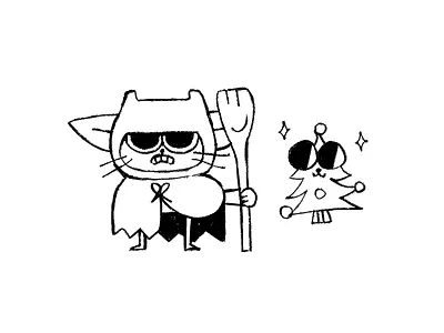 elf kitty brokje design doodle elf illustration kitty sketch